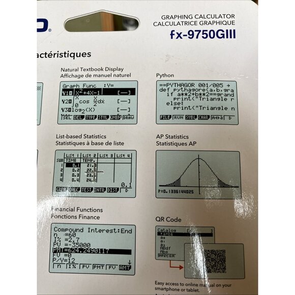 NEW/SEALED Casio FX-9750GIII Graphing Calculator +Python Compare to TI-84 Plus - Picture 15 of 16